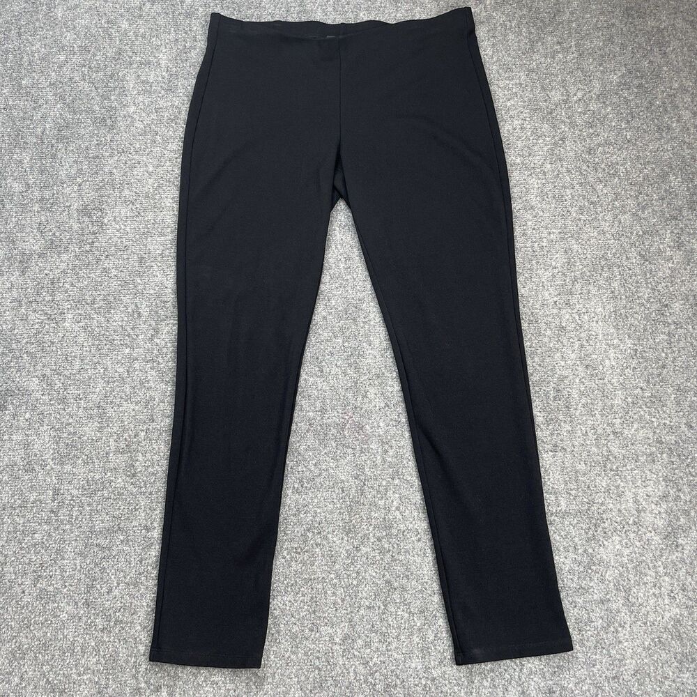 Eileen Fisher Pants Womens Petite Large Black Crepe Ankle Slim Pull On Stretch